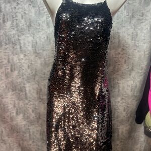 Ecote Black Sequin Backless Dress